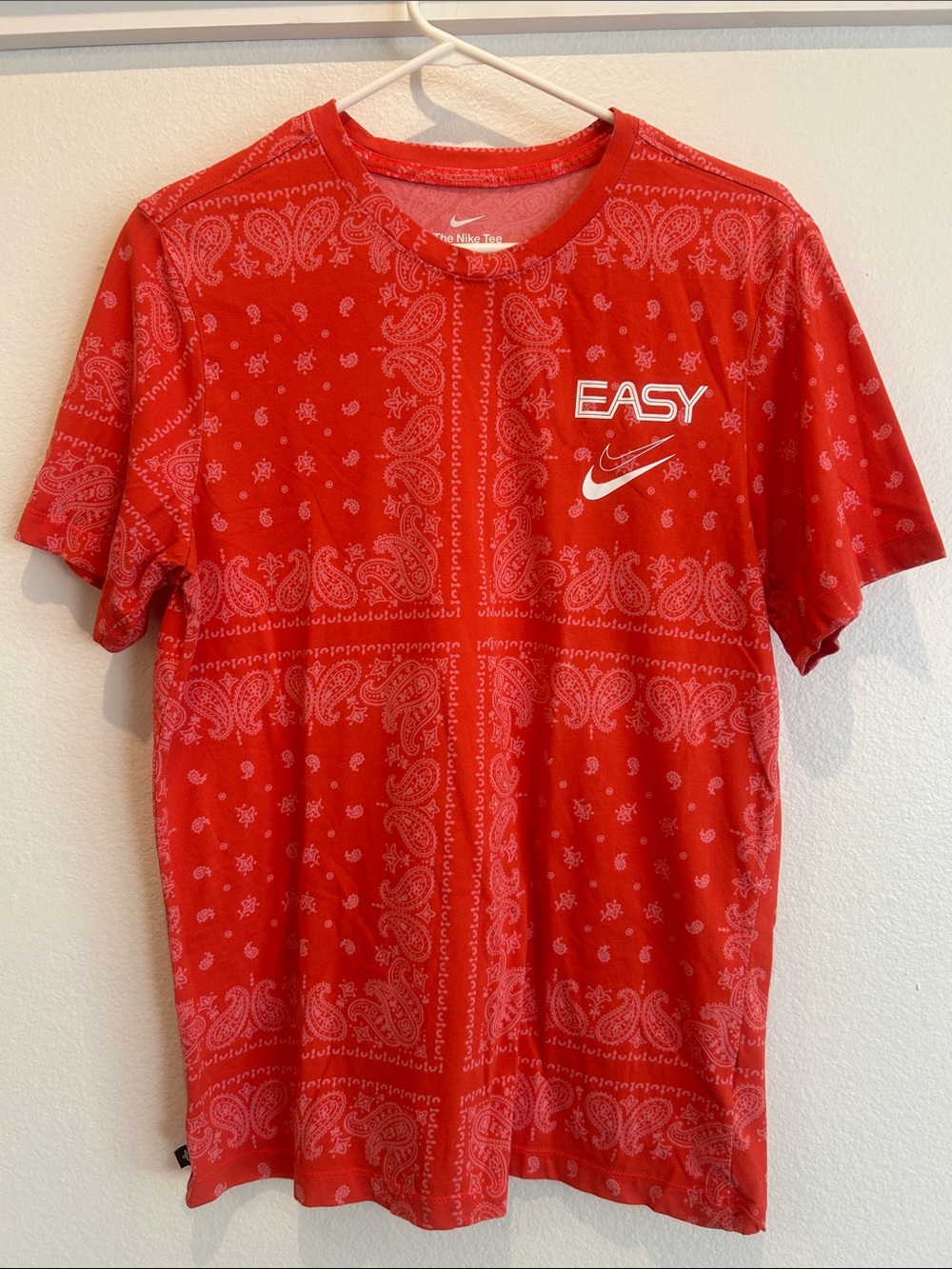Nike Red Bandana-Print EASY Logo Short Sleeve Tee KD Dri-Fit